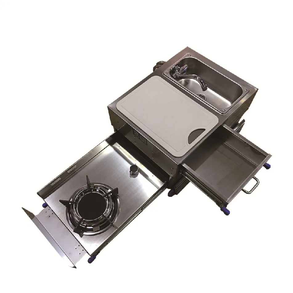 Stainless Steel Pull Type Kitchen with Infrared Gas Cooker and Sink Home Kitchen Appliance Lpg GAS Built In Gas Hob