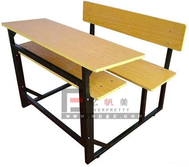 Popular School Furniture Classroom Primary Student  Study Wooden Double Desk and Chair Set