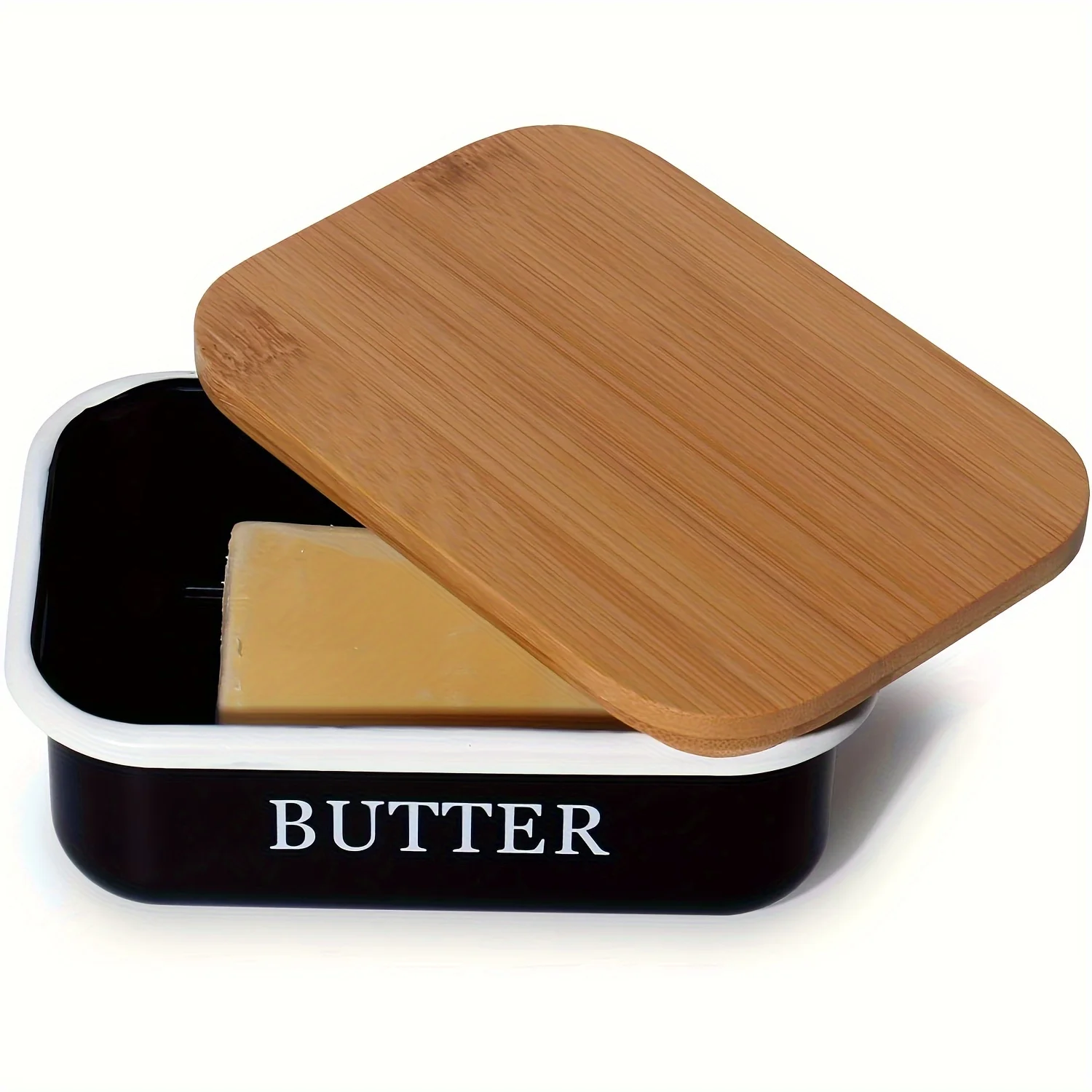 Multi-Function Butter Dish Elegant & Sustainable Bamboo Lid Butter Dishes