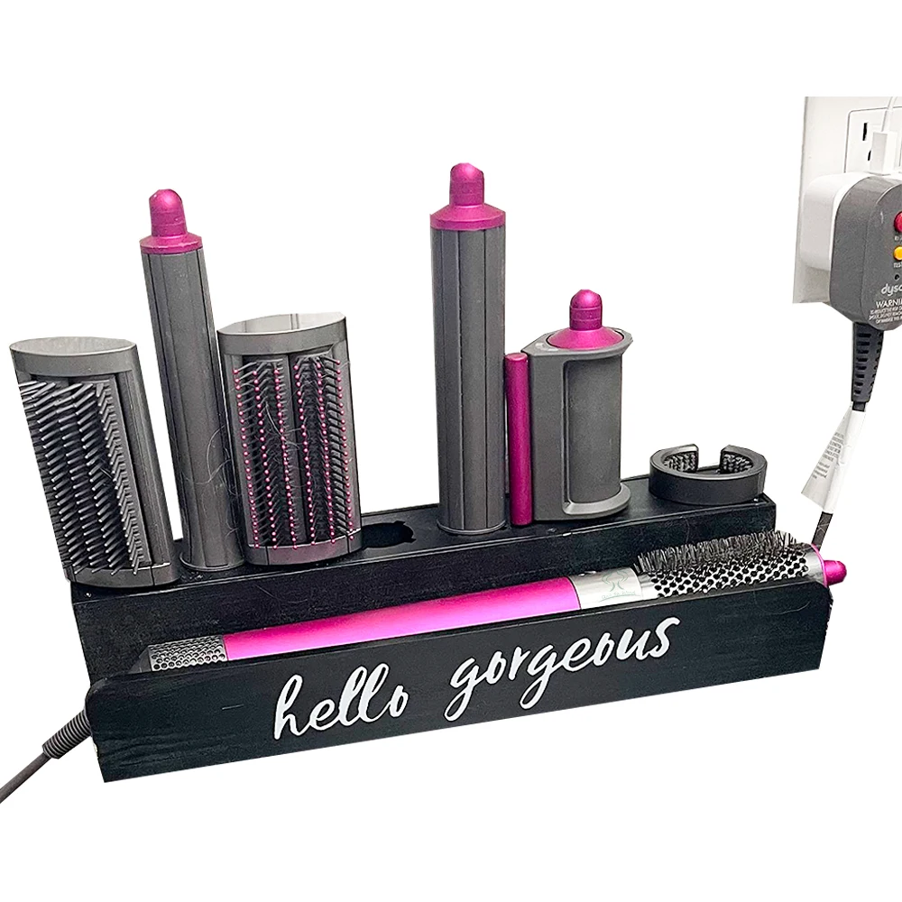 Wood Hair Wrap Styler Tools Storage Holder Curling Iron Accessories Wall Mounted Rack Bracket Stand Curling Iron Holder