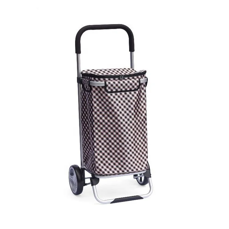 Supermarket Foldable Trolley Shopping Bag Vegetable Folding Shopping Trolley Cart