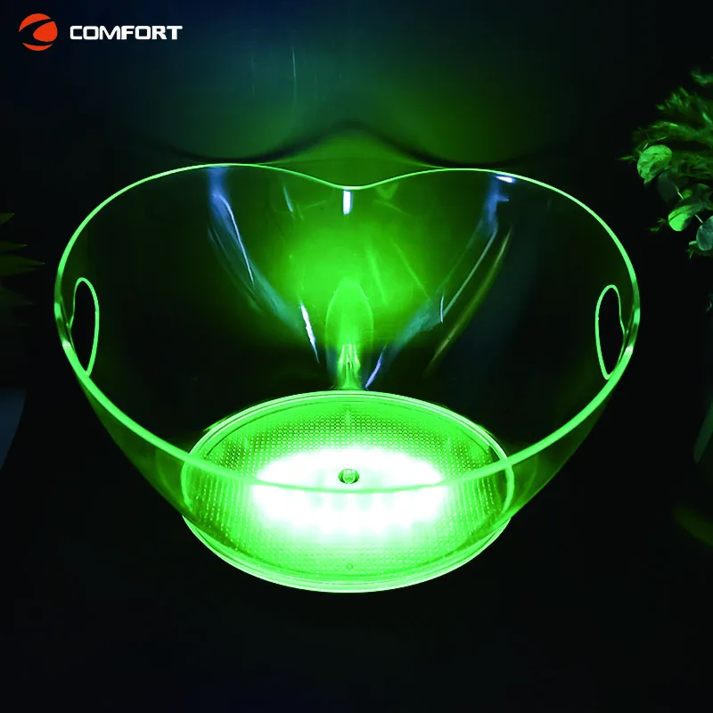 Cooling Ice Bucket Wine Ice Buckets for Parties Custom Logo 3.5L Minimalist Plastic Square Flashing Sustainable Led Ice Bucket