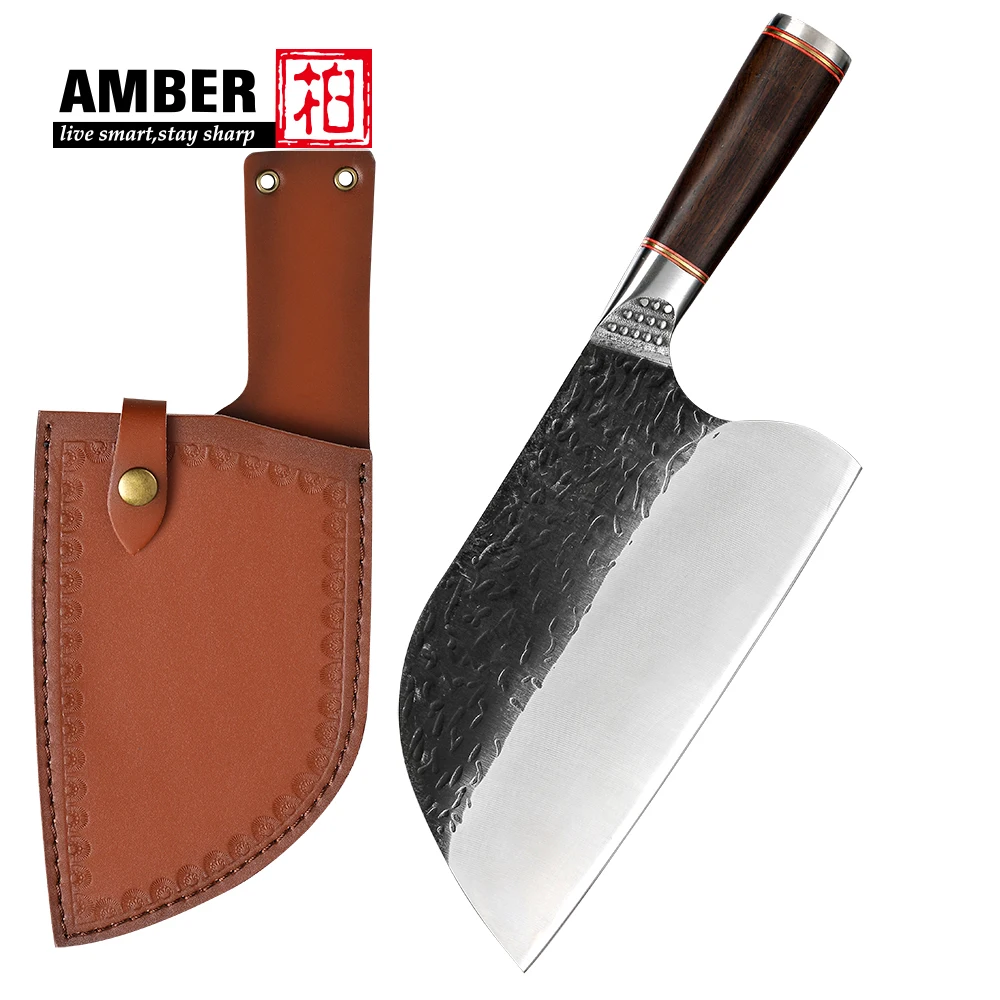 High Carbon Steel Butcher Cleaver Boning Fillet Kitchen Serbian Knife viking Handmade Forged Chef Almazan Knife with leather Bag