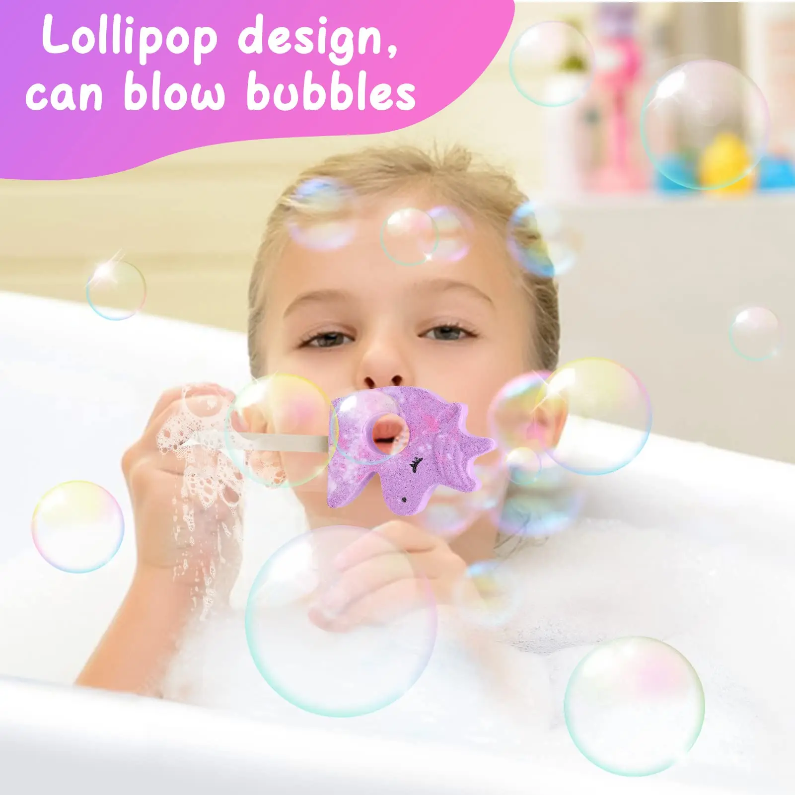 Kids Bath Bombs for Girls with Unicorn Necklace Bracelet Rings Jewelry Toys Natural Organic Handmade Bubble Bath Fizz Spa Bath S