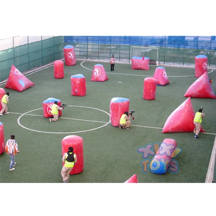 M shape air bunker, adults team building sport games inflatable paintball bunkers