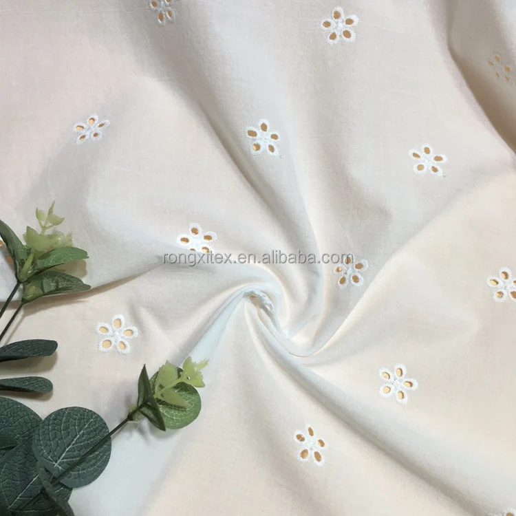 2024 Hot Sale Good Price CRF2184 Dry Cotton Lace Small Flower Kids New Design Fabric Embroidery with Holes for Garments