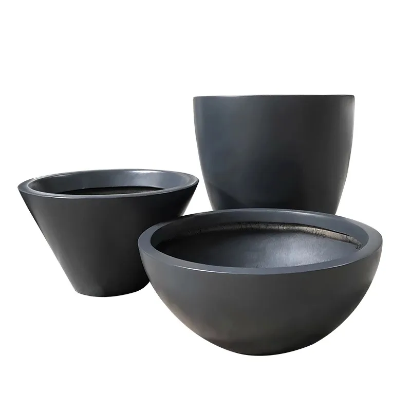 Half-Bowl Shape Fiberglass Round Pot Planter Flower Pots Decor Vase For Floor  Hotel Shopping mall