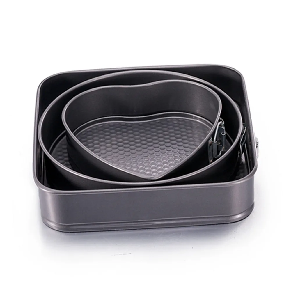 
3 NON STICK SPRINGFORM CAKE PAN BAKING BAKE TRAY TINS HEART SQUARE ROUND SET 