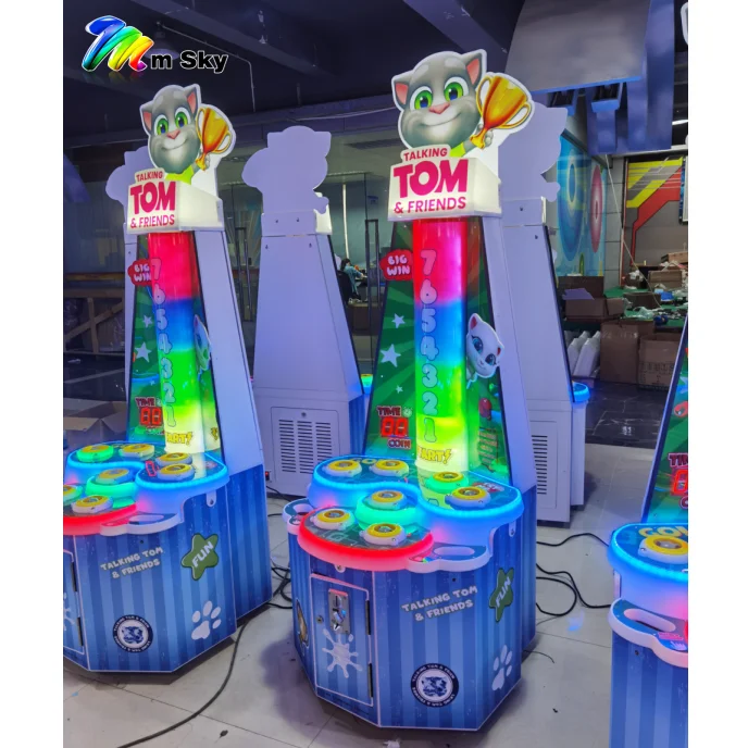 Best income Talking Tom Cat whack a mole indoor arcade game park kids hitting hammer Amusement coin operated machines for sale