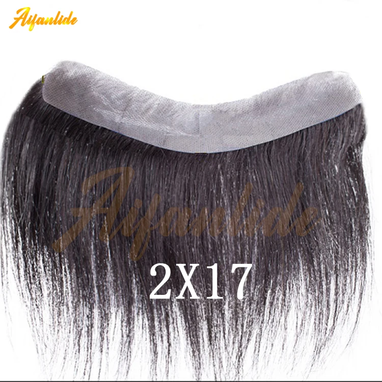 NEW Stock Top Quality Natural Hairline Thin Skin Toupee Man Hair System Remy Human Hair Repair Wig For Men Pu Frontal Piece