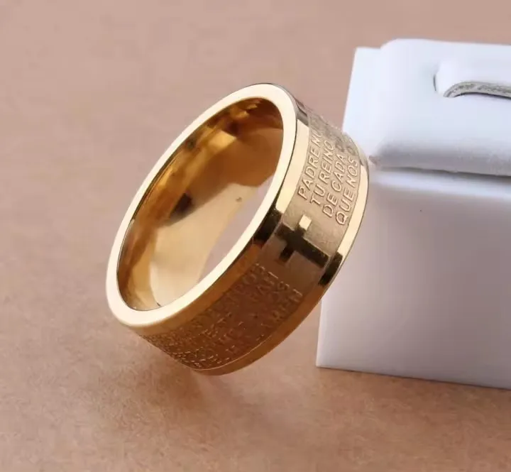 Classic Vintage Christian Bible Religious Cross Ring Stainless Steel Rings For Couple Titanium Steel Christian Cross Bible Ring