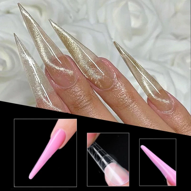 Yimart 120pcs Nail Dual Forms Nail Extension System for Poly Nail Gel Mold Clear Full Cover False Tips Acrylic