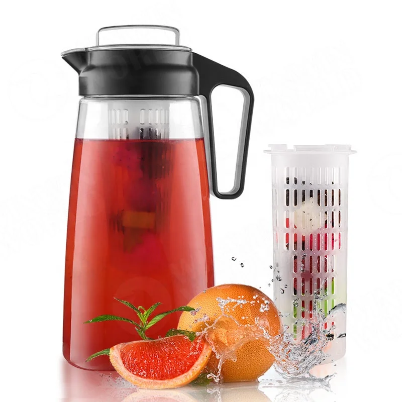 Multi-Brew Tritan Plastic Teapot+Kettle+Pitcher Brew and Serve Hot Tea, Iced Tea,Cold Brew Tea and Fruit Infused Water Tea Maker