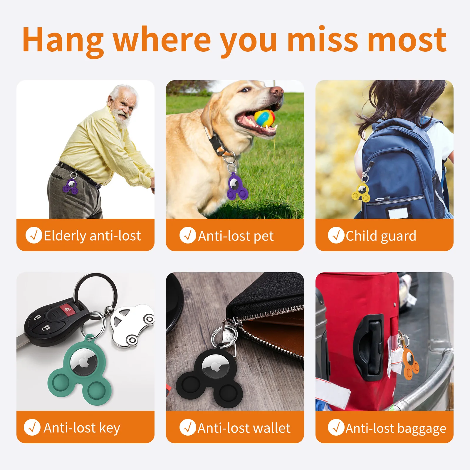 Pet tracking anti-lost elderly child guard baggage wallet key cellphone anti-lost soft silicone Protector Case key chain