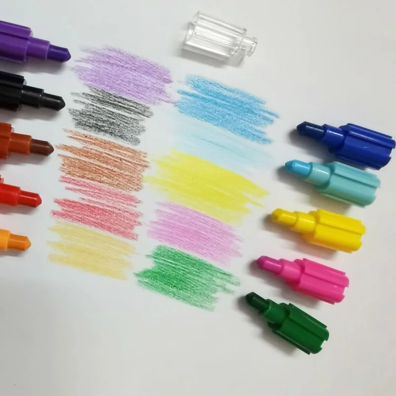 Kids Drawing Stationery PLastic  Stack Crayon,  Students Promotional Non-Toxic 12 Different Colors Detachable Pencil Crayon