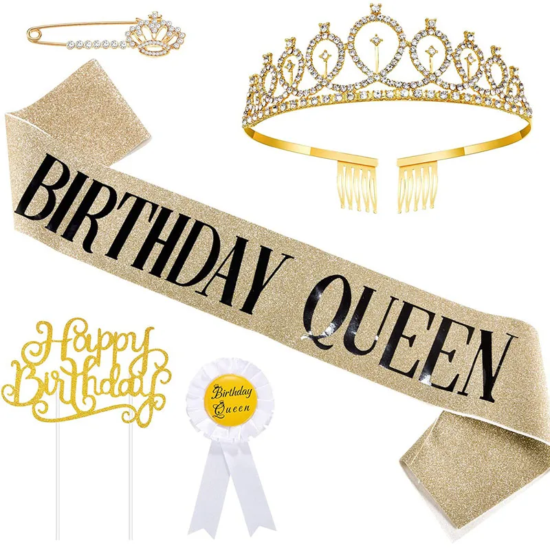 Happy First Birthday Party Hats Birthday Crown Princess Crown 21st Year Old Number Baby Kids Hair Accessory