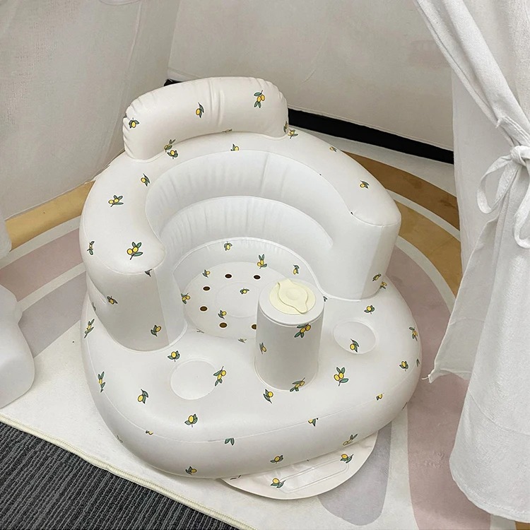 PVC Printer Baby Inflatable Chair Learning Eating Dinner Bathing Stool Baby Sofa