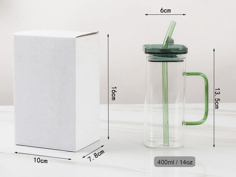 Wholesale 16 oz Glass Milk Coffee Juice Glass Tea Clear Glass Cups With Lid and Straw