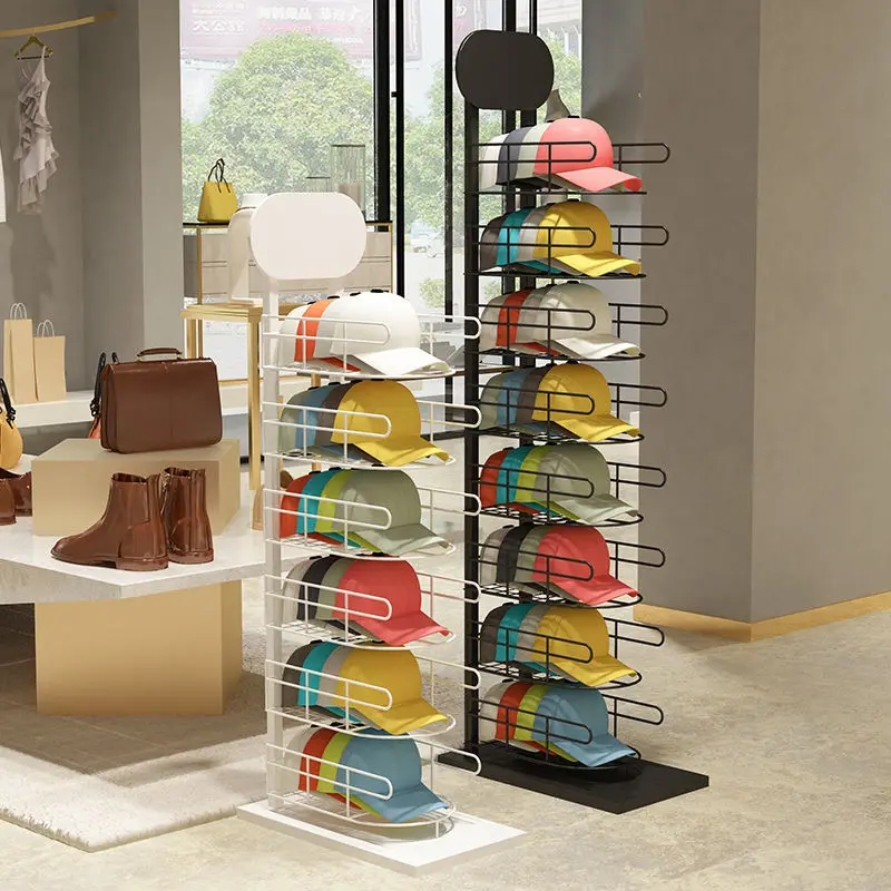Modern Commercial Hat stand basketball cap display rack for retail store multi-layer hat display