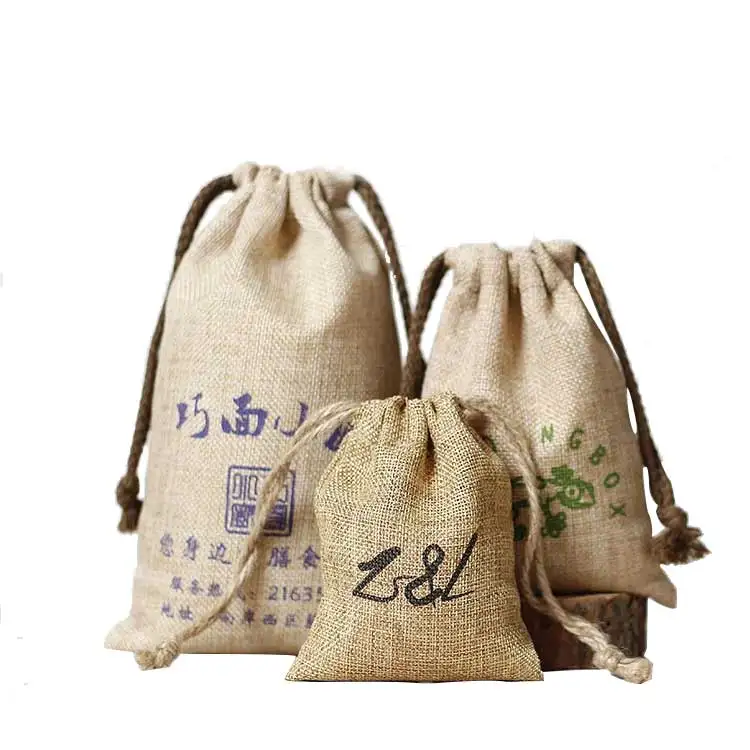 Manufacturer  hemp natural burlap jute pouch bag coffee tea sugar