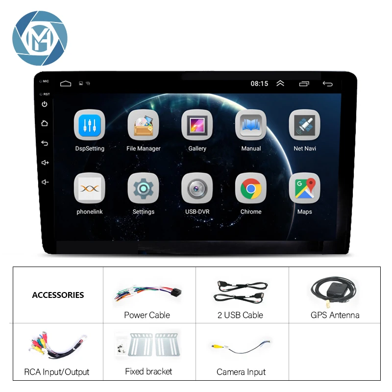 10.1' Autoradio 2 Din Android Car Radio Stereo 2Din HD 2.5D Tempered Glass Touch Screen Car Video WIFI GPS BT
