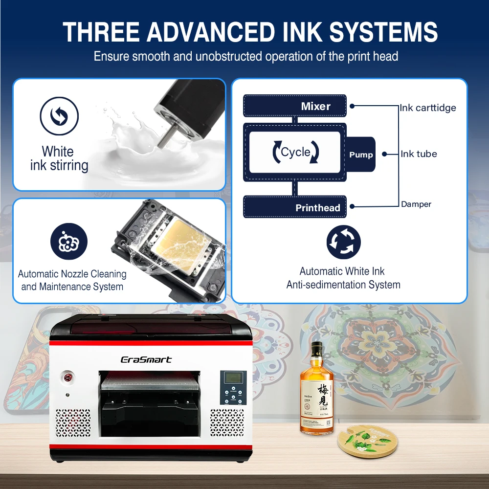 Erasmart Digital A3 A4 A5 Uv LED Printer Cheap Price Digital Printing Uv Machine For Plastic Bags Pvc Acrylic