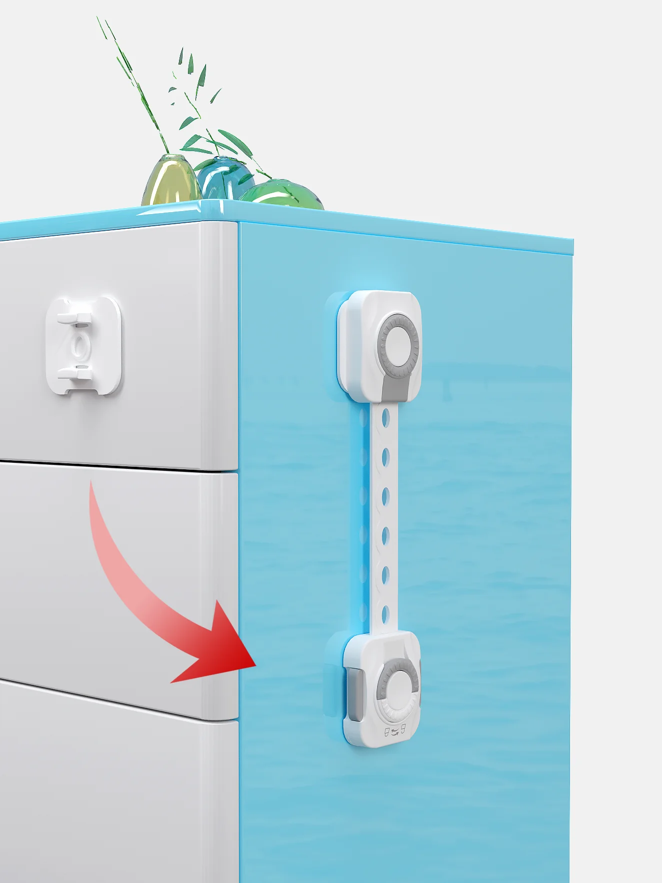 Easy Use Multi Purpose Adjustable Drawers Cabinet Prevent Children Safety Baby Strap Lock