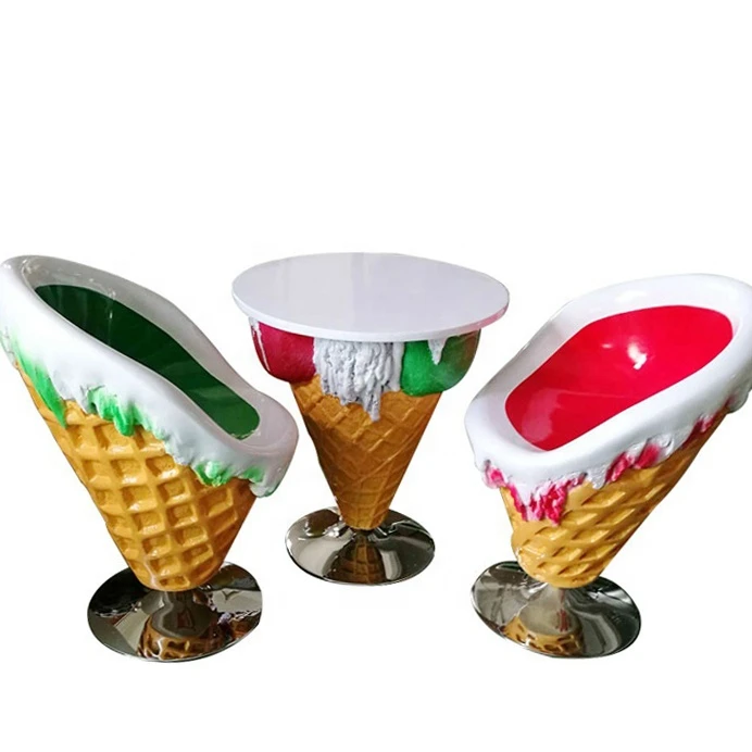 Best price Ice Cream Cone shape Furniture chair and table set for sale
