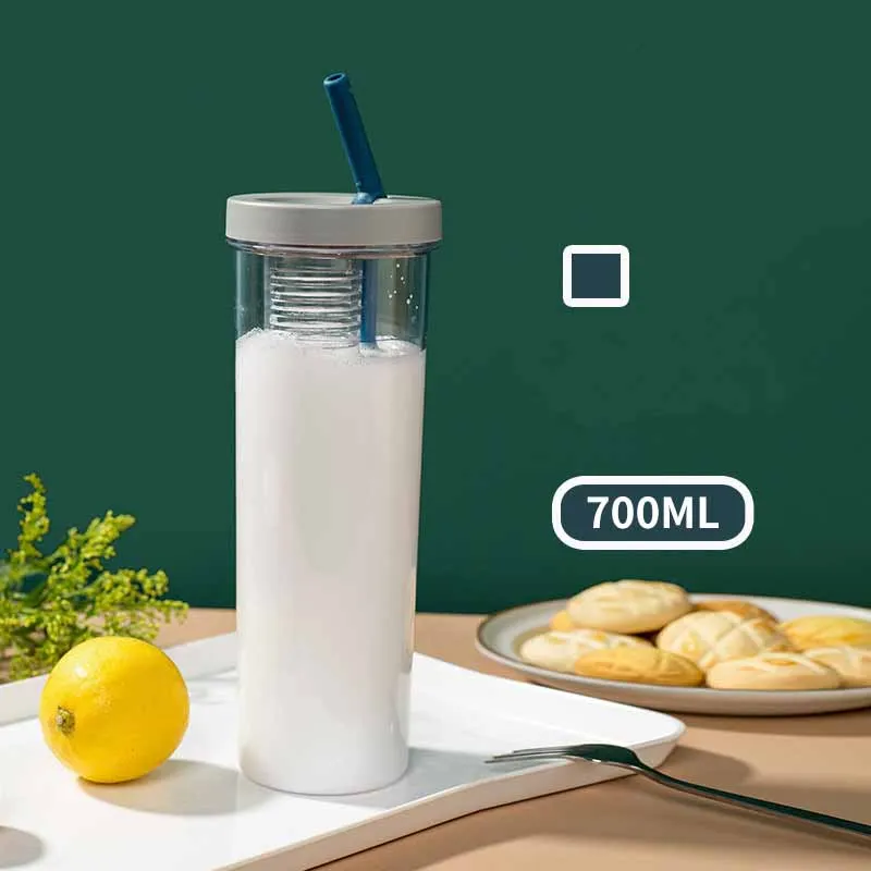 Portable Summer Plastic Folding Straw Cup Reusable 700 ML Durable Sealed Water Bottle Cup Logo Custom