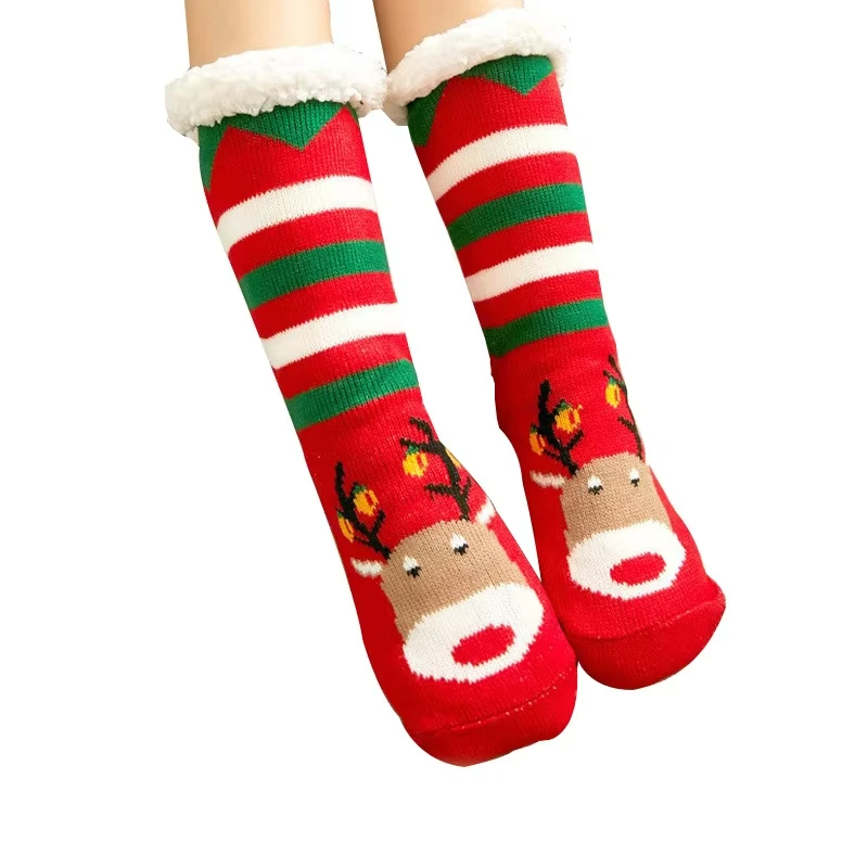 Santa Claus Fluffy Warm sleep socks Thick Fleece Non Slip Home floor Socks christmas cozy socks