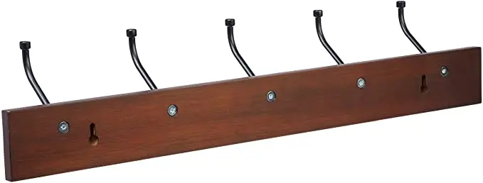 wholesale custom High quality Wall Mounted Farmhouse Coat Rack Light Walnut hanging shelf