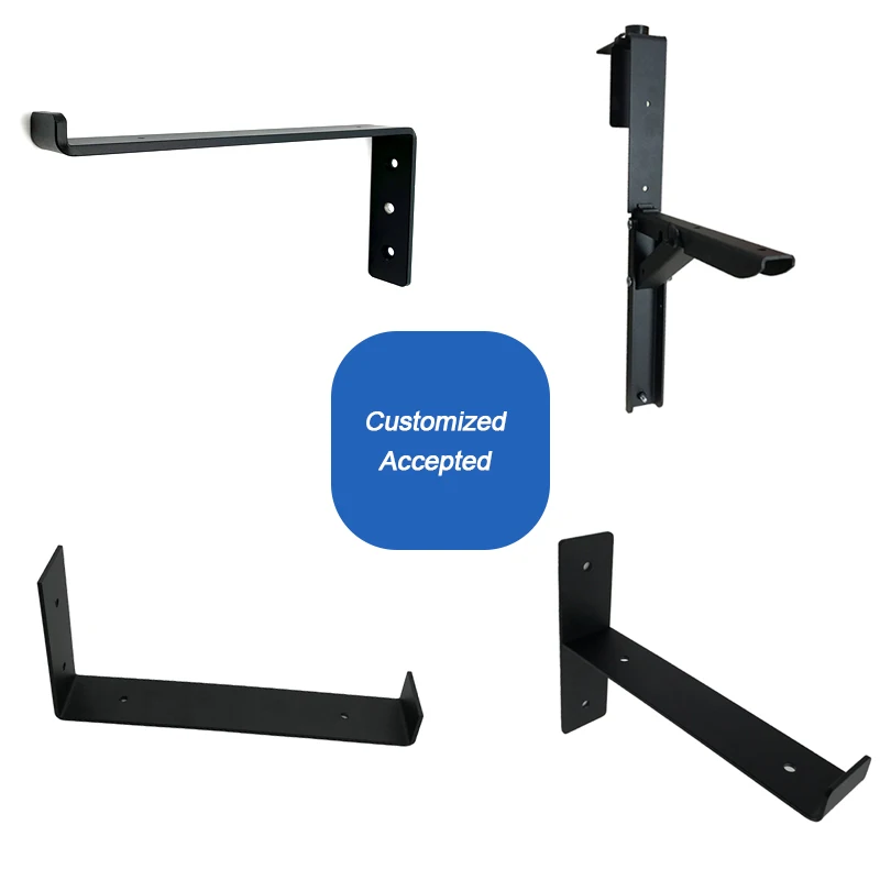 Wholesale Custom Made Aluminum Stainless Steel Metal L Hook Cast Iron Steel Wall Mounted Floating Shelves Shelf Bracket