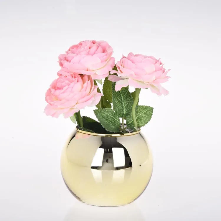 Modern Style Small Ball Round Glass Vase Sets Wedding Decoration Table Centerpiece Vase for Flowers