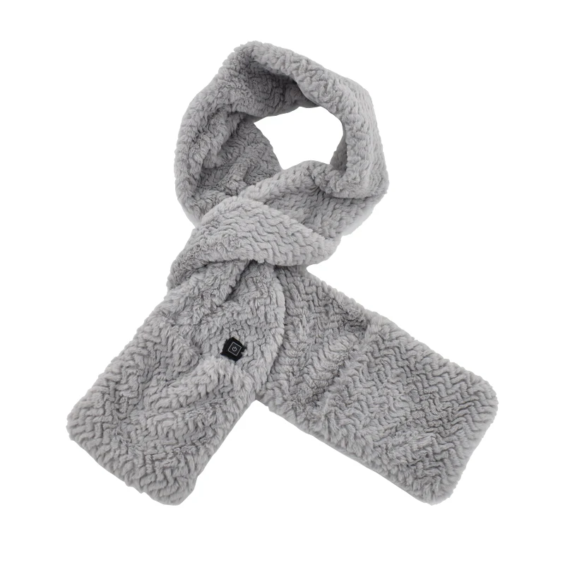 Grey rabbit fur available Heated Warm scarf for cold weather Outdoor portable USB rechargeable heated scarf