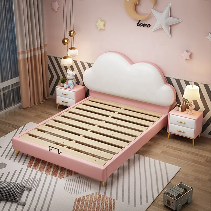 MIDOSO Modern Cloud Design Bedroom Furniture Kids Wooden Beds for Girls and Boy Hotel Furniture Children Bed Set Wood 1 Set