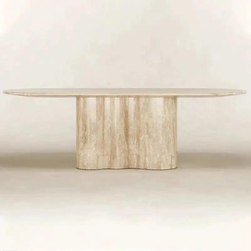 Northern Europe natural cave stone table rectangular light luxury living room modern simple marble negotiating table