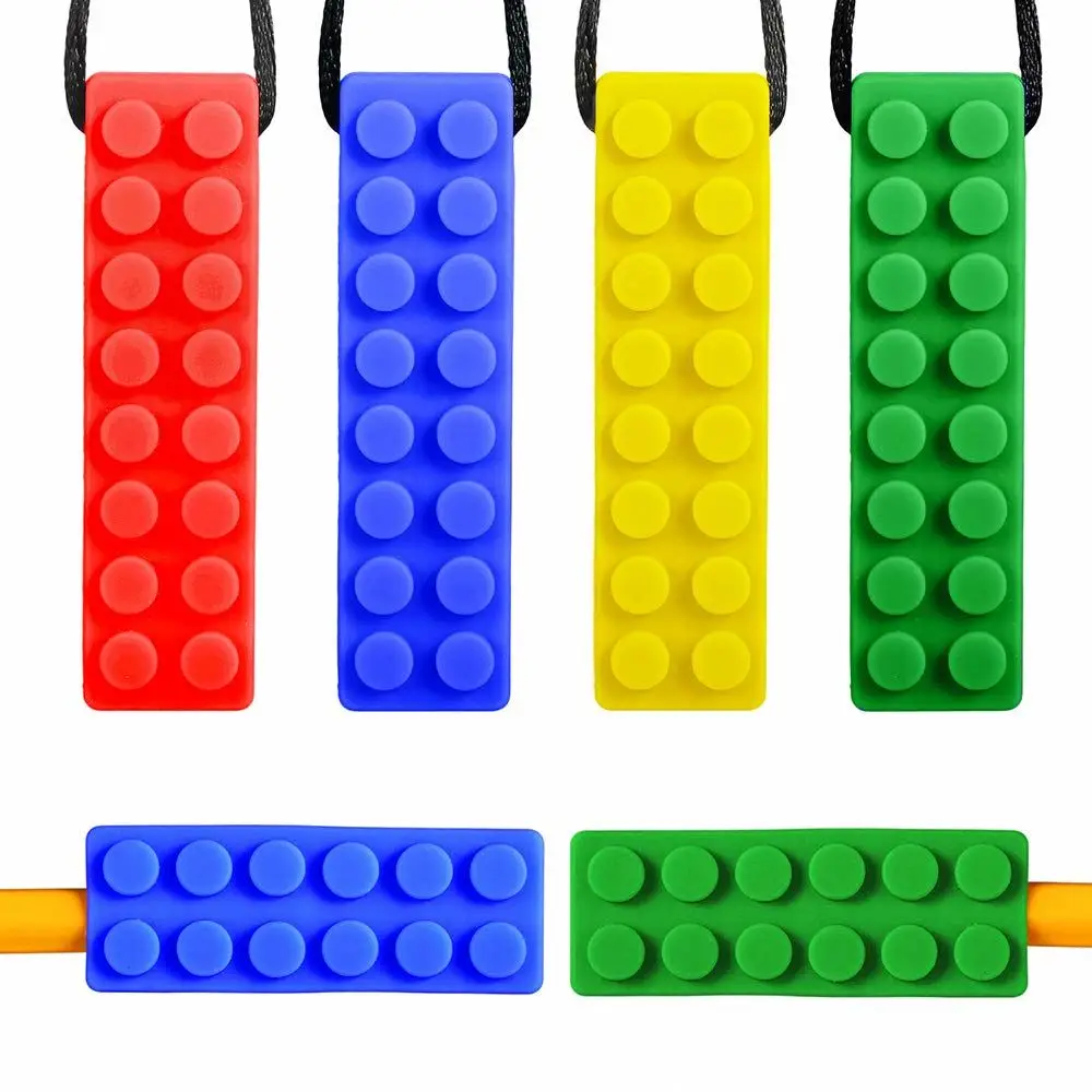 wholesale silicone autism building block teether Sensory autism chew toys autism chew necklace