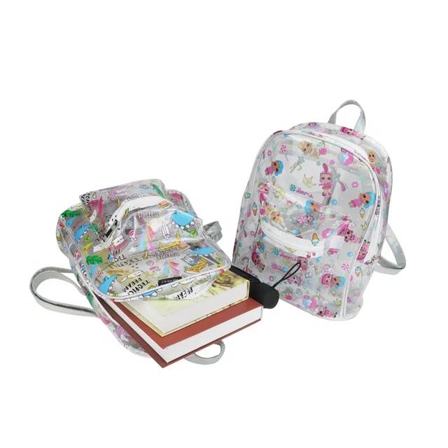 OEM Girls Stylish Mini PVC Custom Clear Drawstring Backpack For Kids