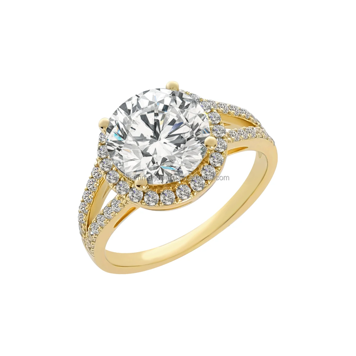 Hot Sale Engagement Ring 10k 14k 18k Solid Gold 8.5mm 2.5ct Zircon Female Bridal Rings for women