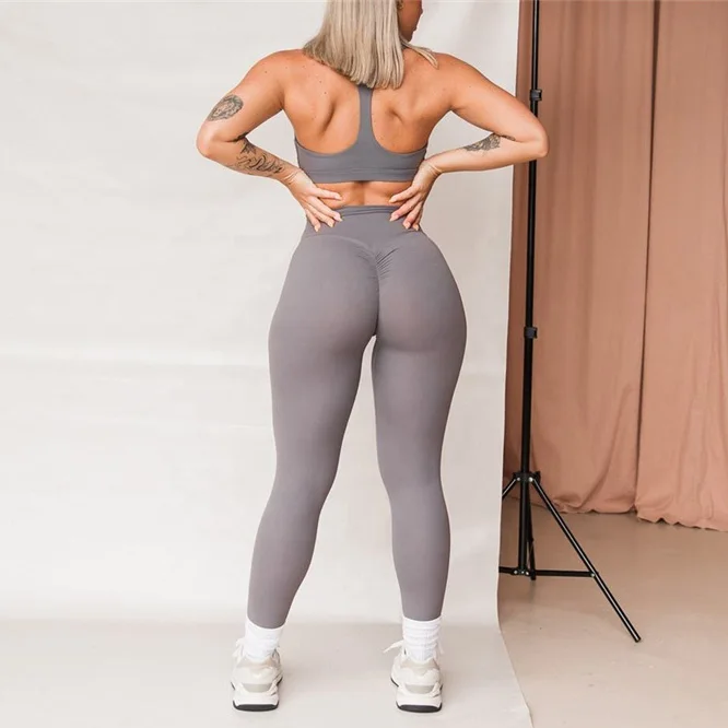 Custom Athletic Wear Workout Gym Set Scrunch Butt Fitness Leggings Compression Yoga Clothes For Women