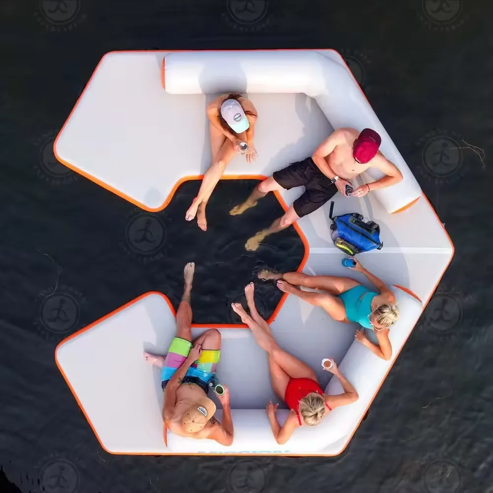 Outdoor Beach Pool Lounger Inflatable Floating Water with Backrest Drop Stitch Water