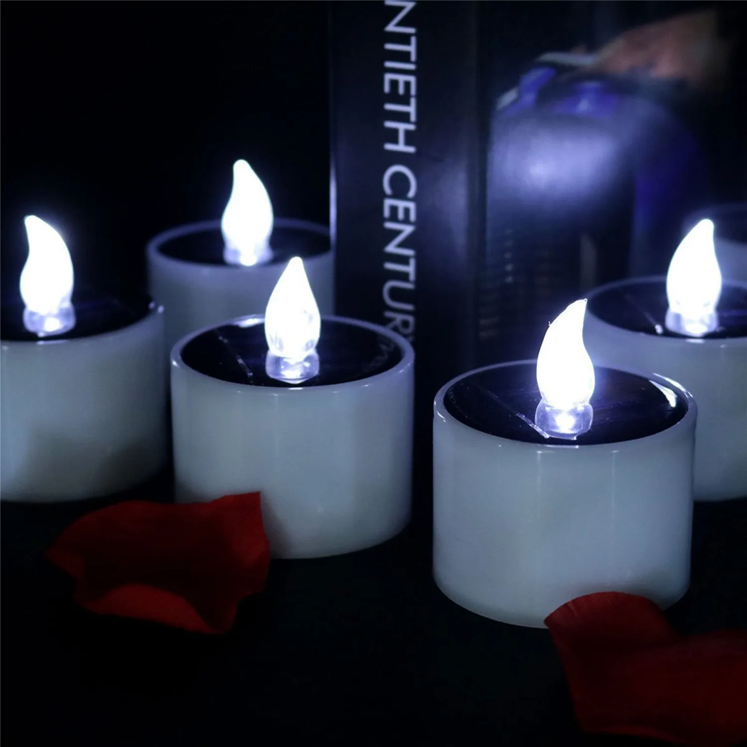 Diwali украшение Diya на солнечной батарее Votive свеча Мерцающая беспламенная светодиодная Солнечная перезаряжаемая чайная