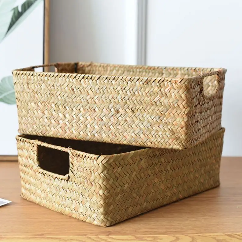 Nature Plant Woven Pot Nursery Laundry Bag Decor Organizer  Belly  Storage Basket