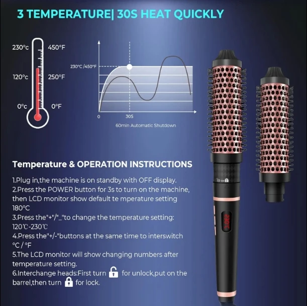 thermal round brush Professional Styling Brush 1.25 Inch Curling Iron Brush Ceramic Heated Hair Curling Comb