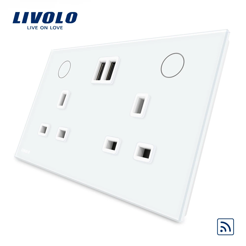 Livolo VL-W2C2UKRU-11 умный дом дистанционного 13A двойной Великобритании USB разъем