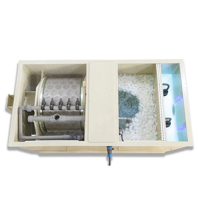 QihangRAS ras aquaculture equipment rotary drum filter biochemical filler uv light combine pond filter for koi fish