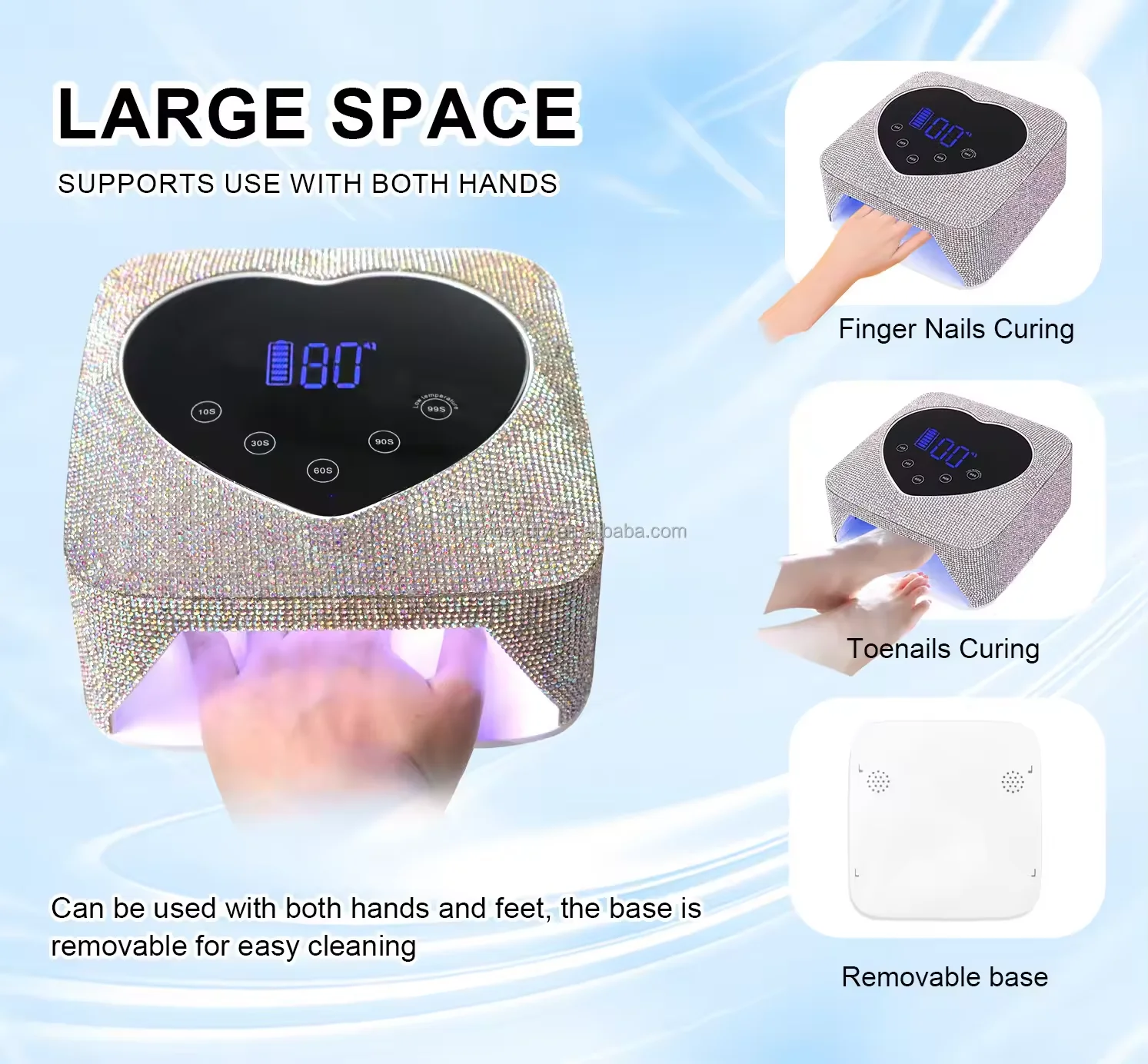 Diamond 72w Heart-shaped Touch Screen Rechargeable Uv Led Nail Lamp Cordless Wireless Professional Gel Nail Light Polish Dryer