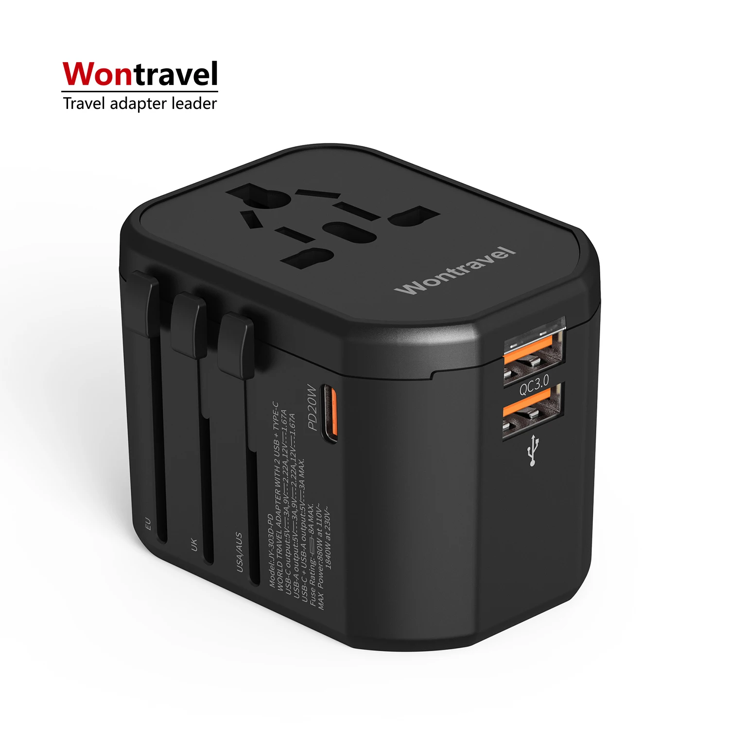 Wontravel Южноафриканский переходник для путешествий Международный Универсальный Переходник 20 Вт PD World Travel Adapter с Type