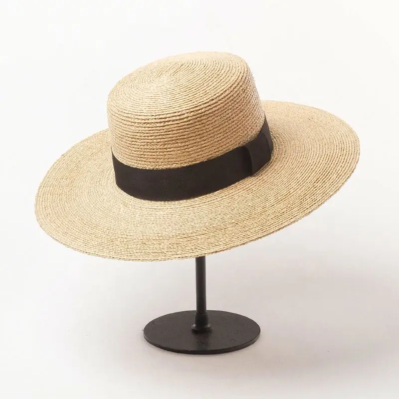 Luxury Tropic Dress Raffia Straw Braid Boater Hat