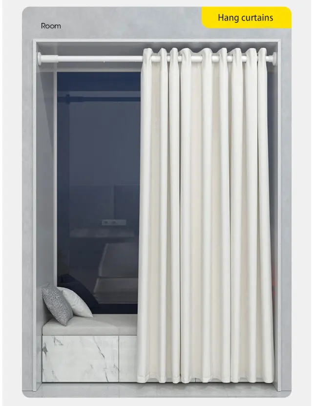 Amazon hot sale retractable rust-proof curtain rod multi-functional 2.24-2.74 adjustable shower curtain rod